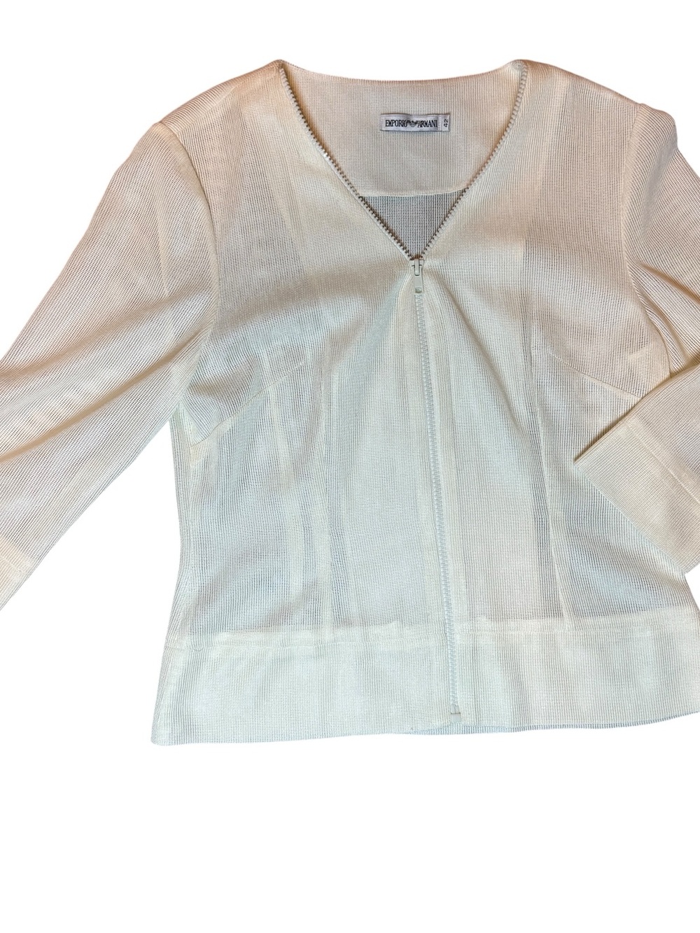 Emporio Armani Ivory Zip Knit Top